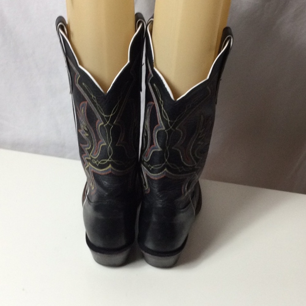 Justin Boots Black Leather Cowgirl Boots - Picture 6 of 10